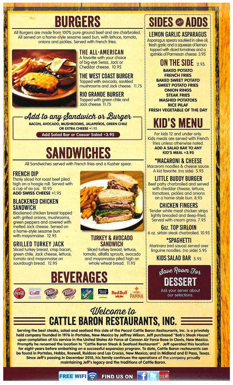 Cattle Baron Steak & Seafood - Portales, NM menu_pic