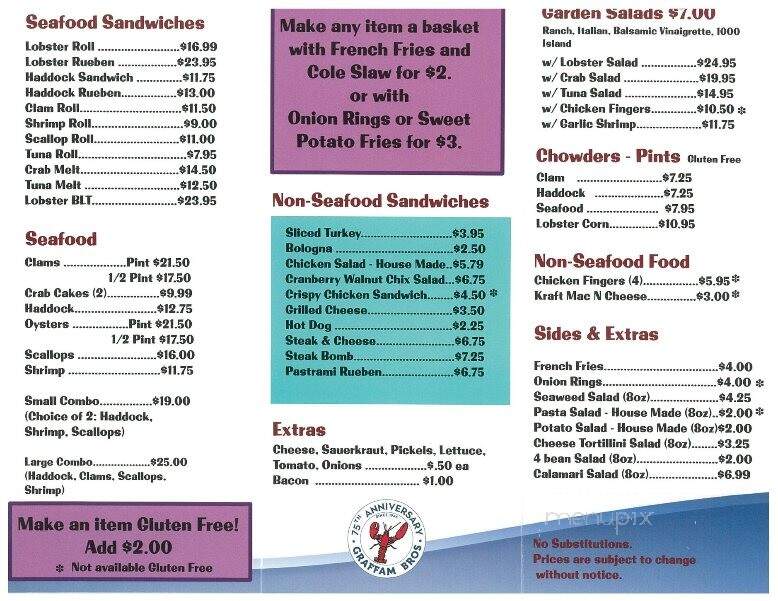 Graffam Bros. Seafood Shack - Rockport, ME menu_pic