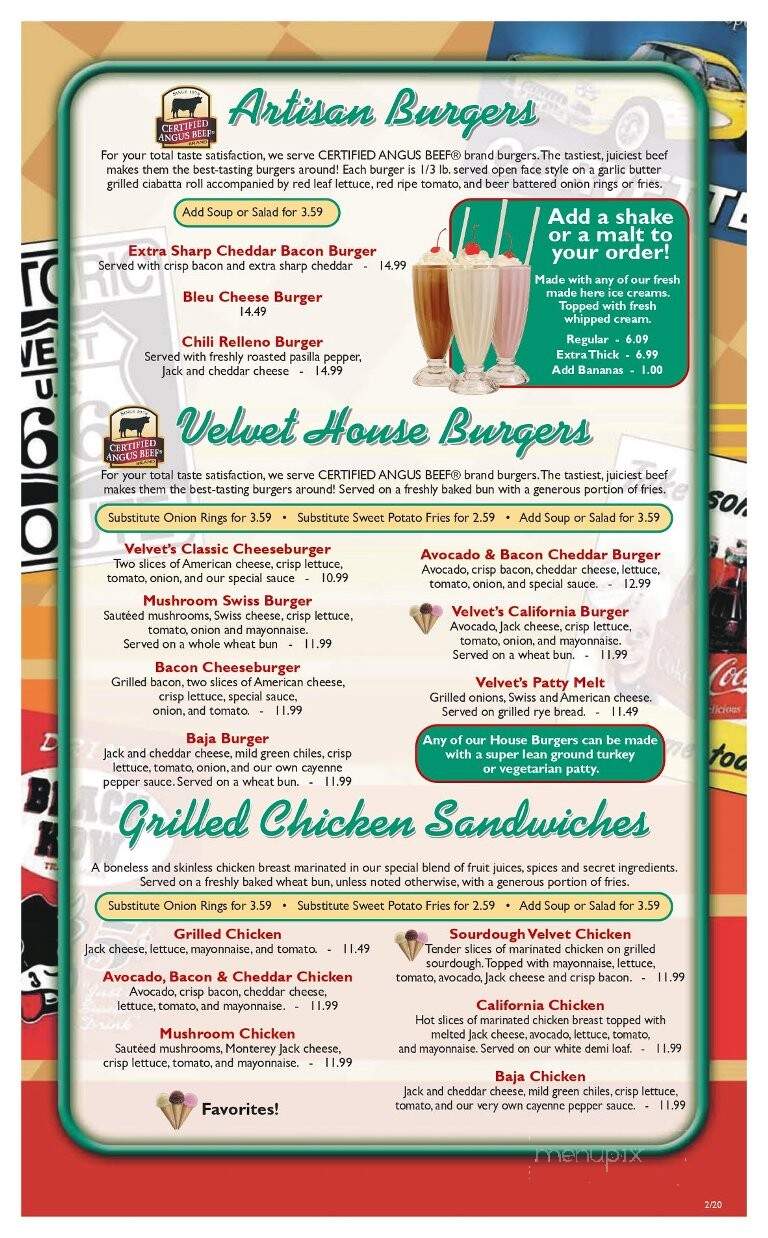 Velvet Grill & Creamery - Galt, CA menu_pic