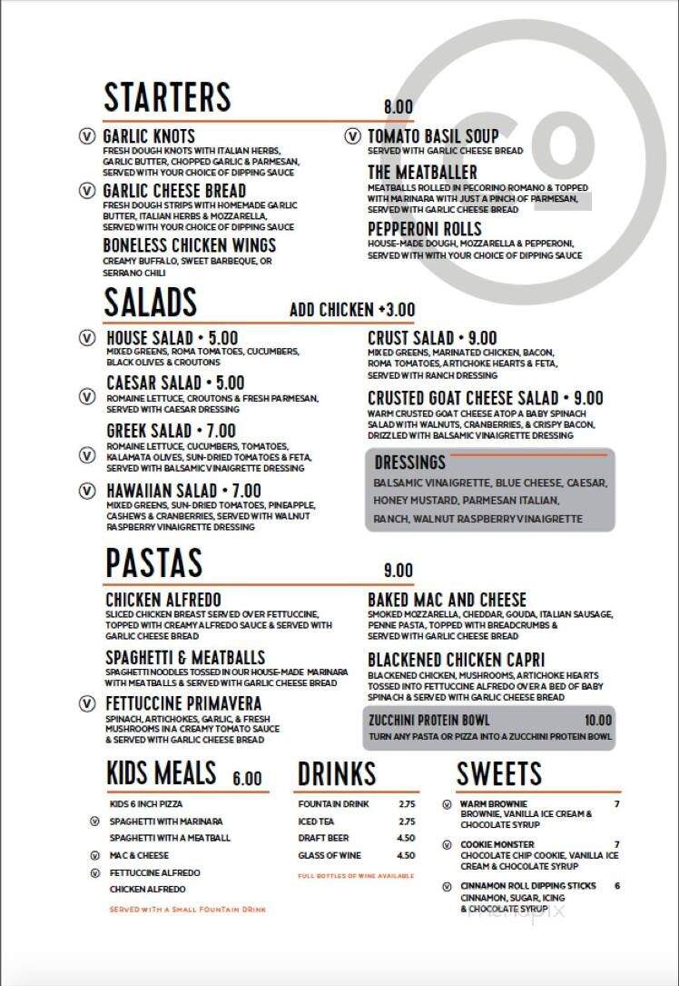 Crust Pizza - Lafayette, LA menu_pic