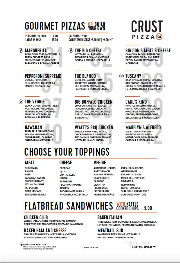 Crust Pizza - Lafayette, LA menu_pic