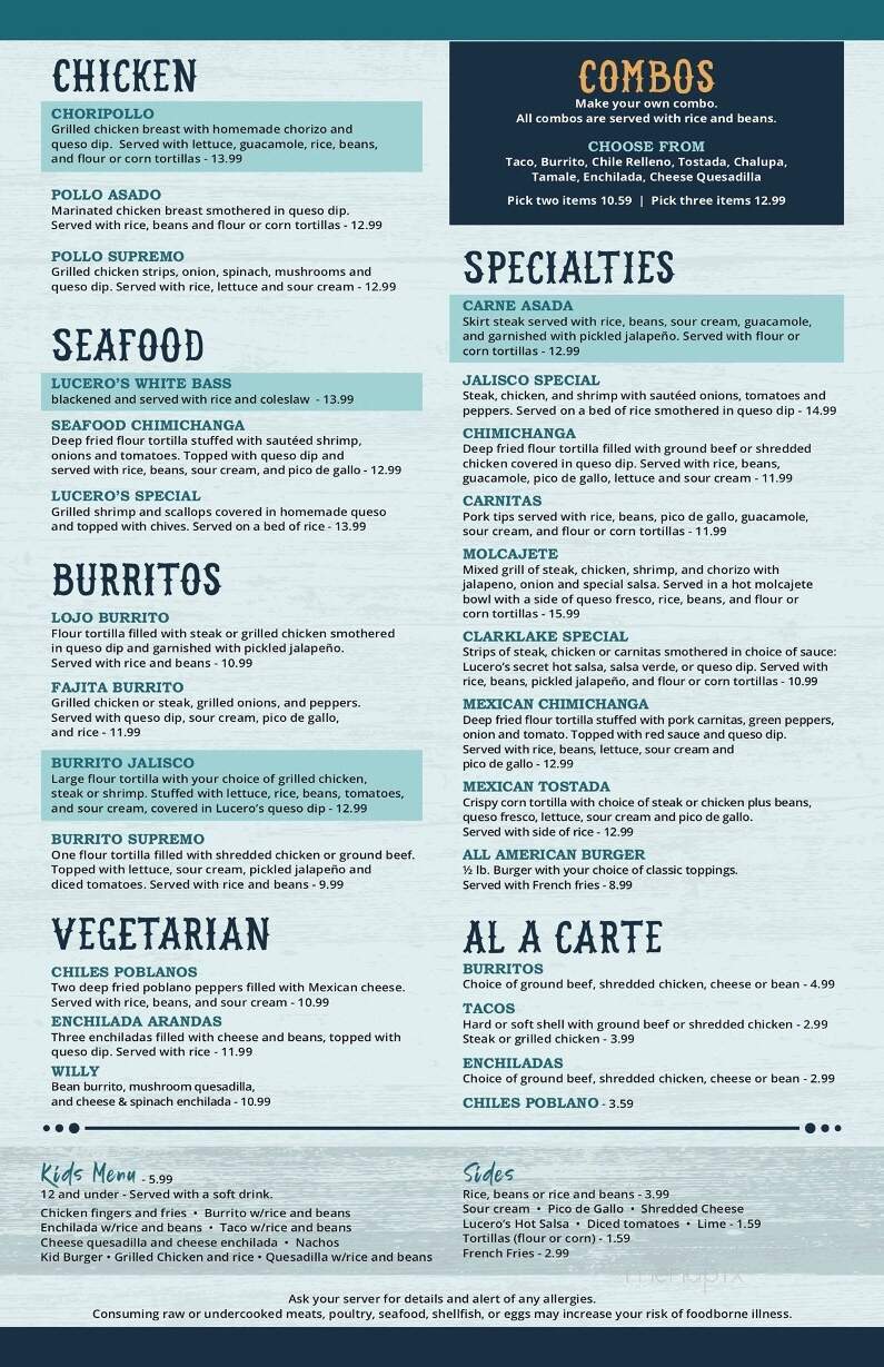 Lucero's Mexican Bar & Grill - Brooklyn, MI menu_pic