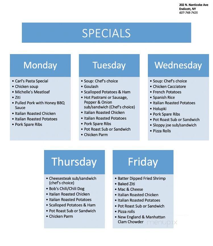 Jim Roma's Bakery - Endicott, NY menu_pic
