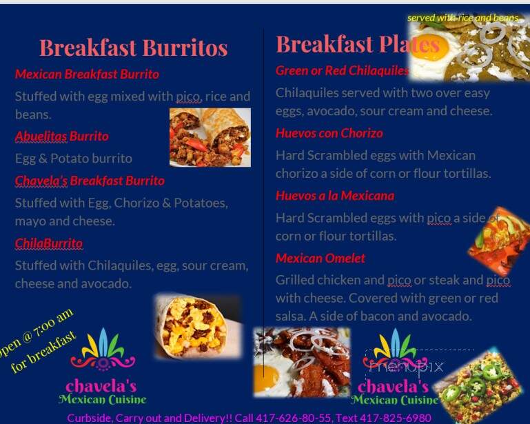 Chavela's Mexican Cuisine - Webb City, MO menu_pic