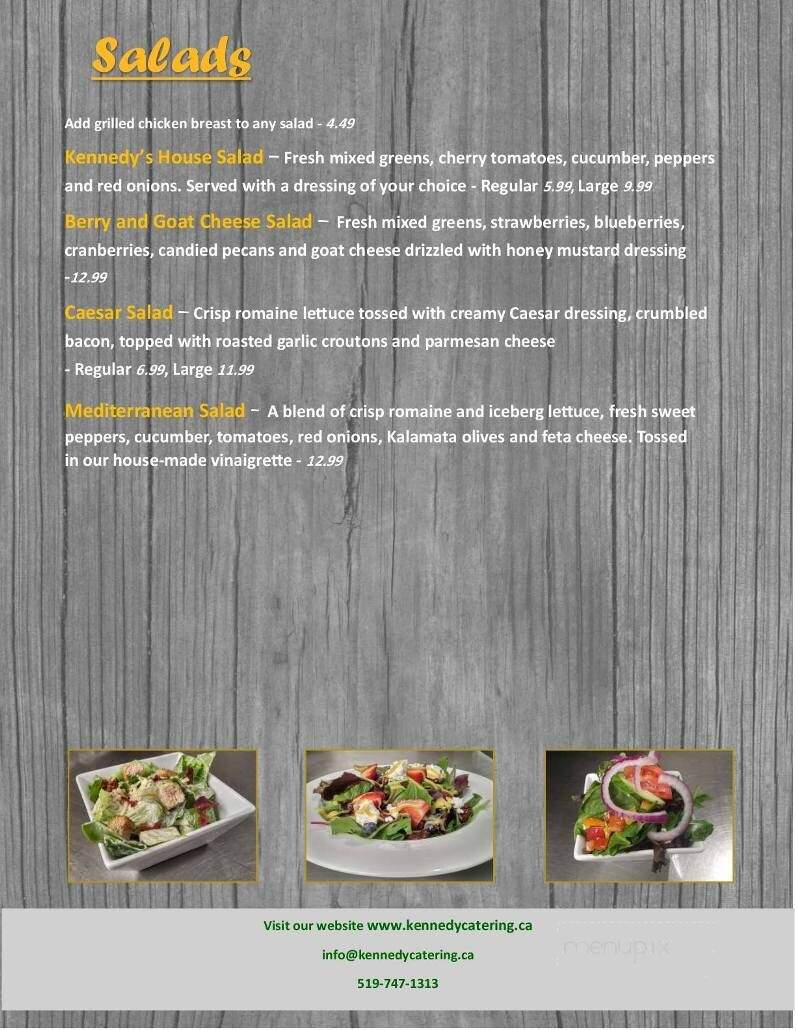 Kennedy's Restaurant - Kitchener, ON menu_pic