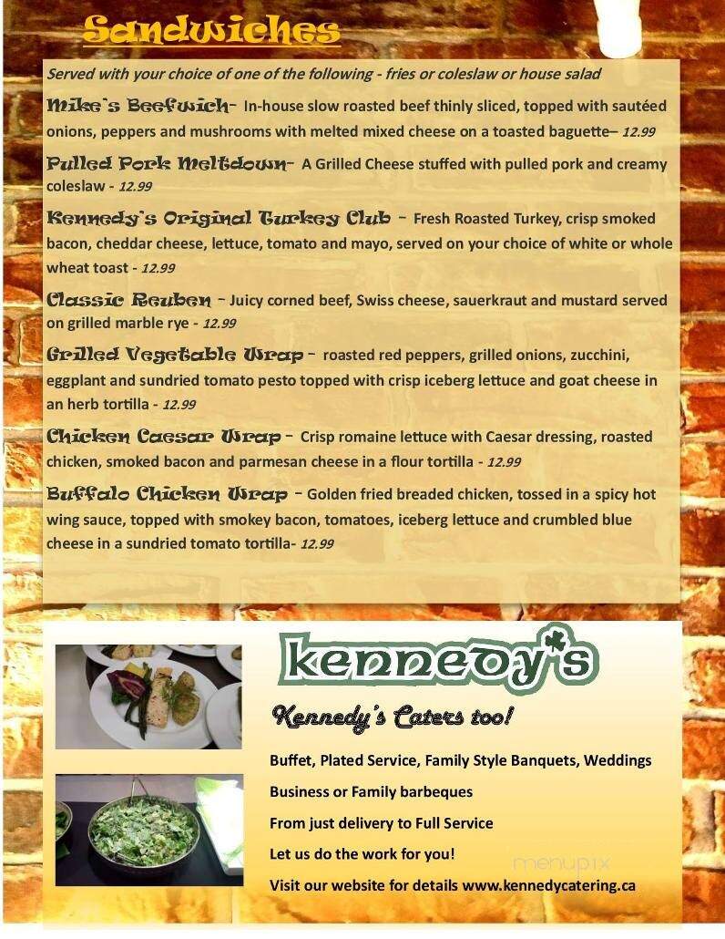 Kennedy's Restaurant - Kitchener, ON menu_pic