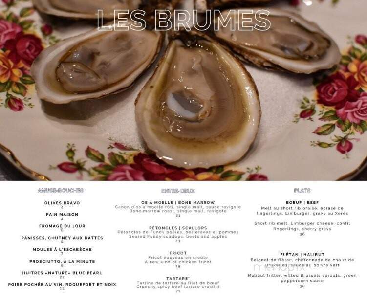 Les Brumes du Coude - Moncton, NB menu_pic