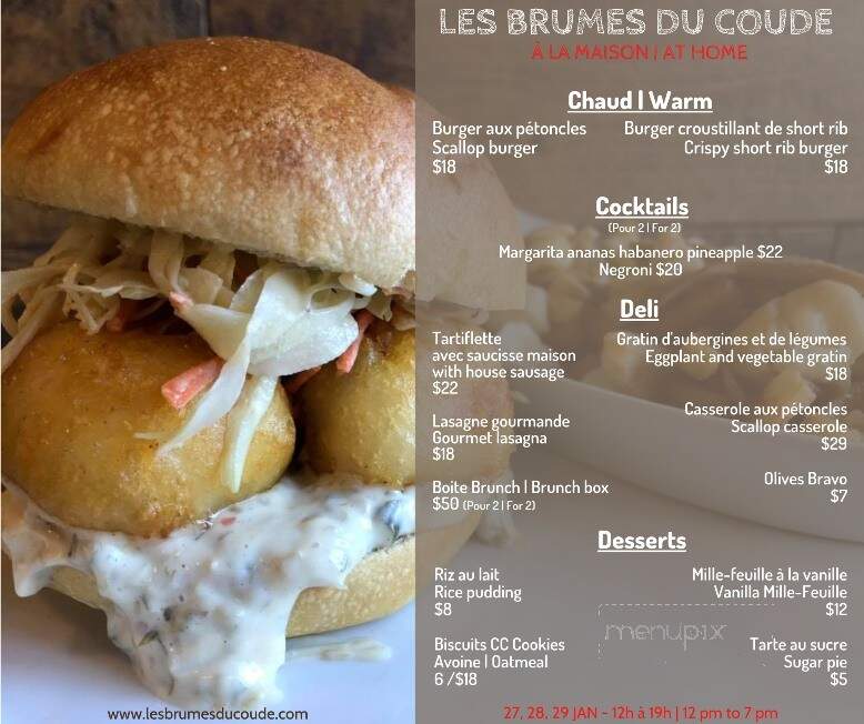 Les Brumes du Coude - Moncton, NB menu_pic