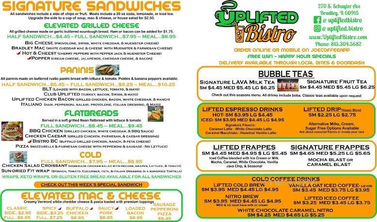 Uplifted Bistro - Bradley, IL menu_pic