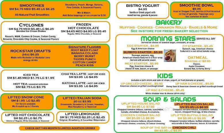 Uplifted Bistro - Bradley, IL menu_pic