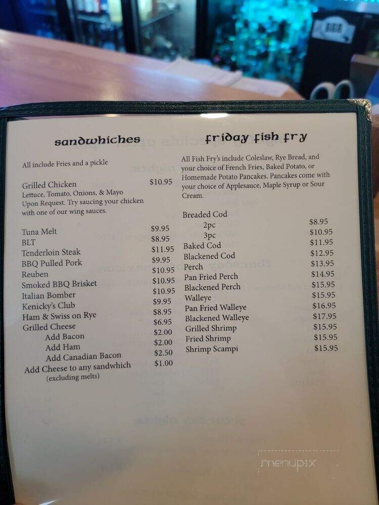 Kenicky's Public House - Richfield, WI menu_pic