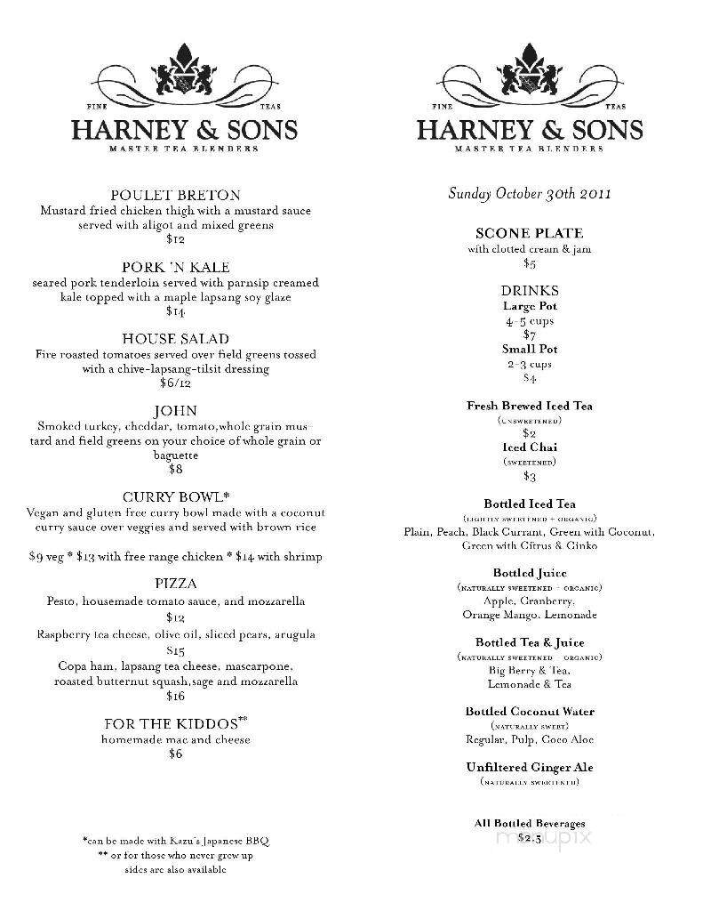Harney & Sons Tasting Room - Millerton, NY menu_pic