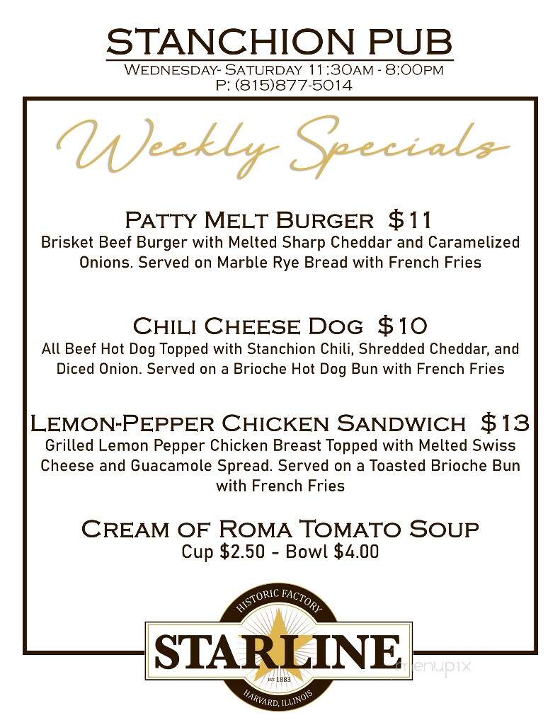 Stanchion Pub - Harvard, IL menu_pic