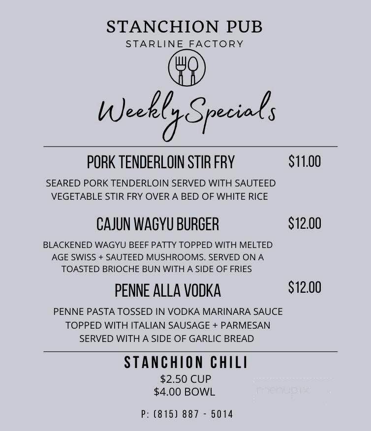 Stanchion Pub - Harvard, IL menu_pic