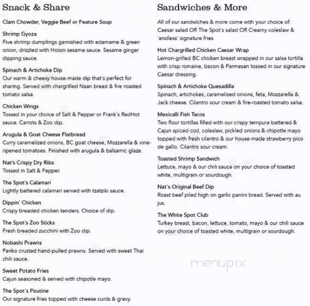 White Spot Restaurant - Maple Ridge, BC menu_pic