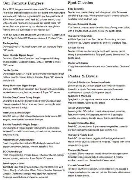 White Spot Restaurant - Maple Ridge, BC menu_pic