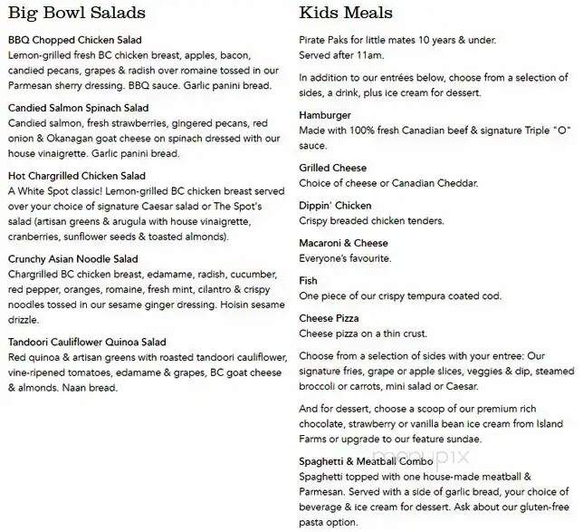 White Spot Restaurant - Maple Ridge, BC menu_pic