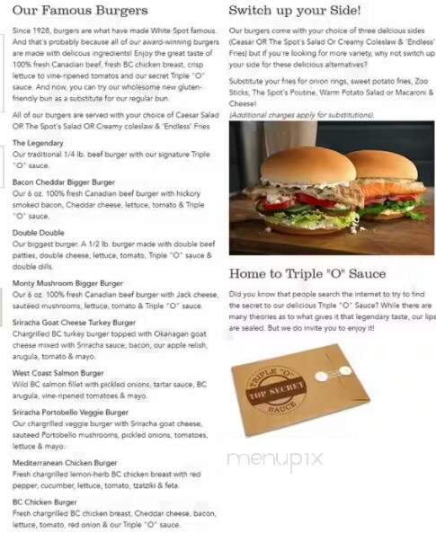 White Spot Restaurant - Maple Ridge, BC menu_pic