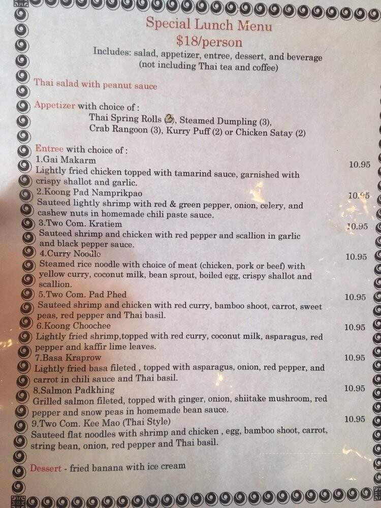 Thai Thai Restaurant - Old Bridge, NJ menu_pic