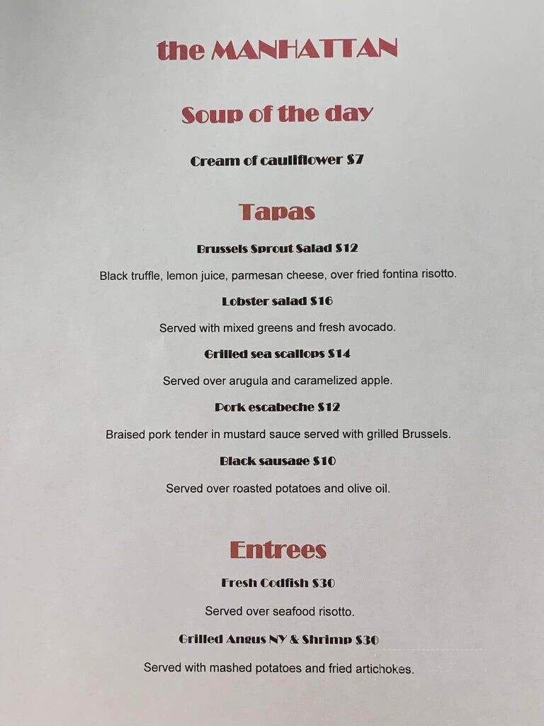 The Manhattan - Southington, CT menu_pic
