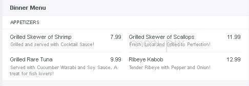 Ribeyes Steakhouse - Washington, NC menu_pic