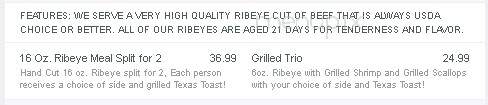 Ribeyes Steakhouse - Washington, NC menu_pic