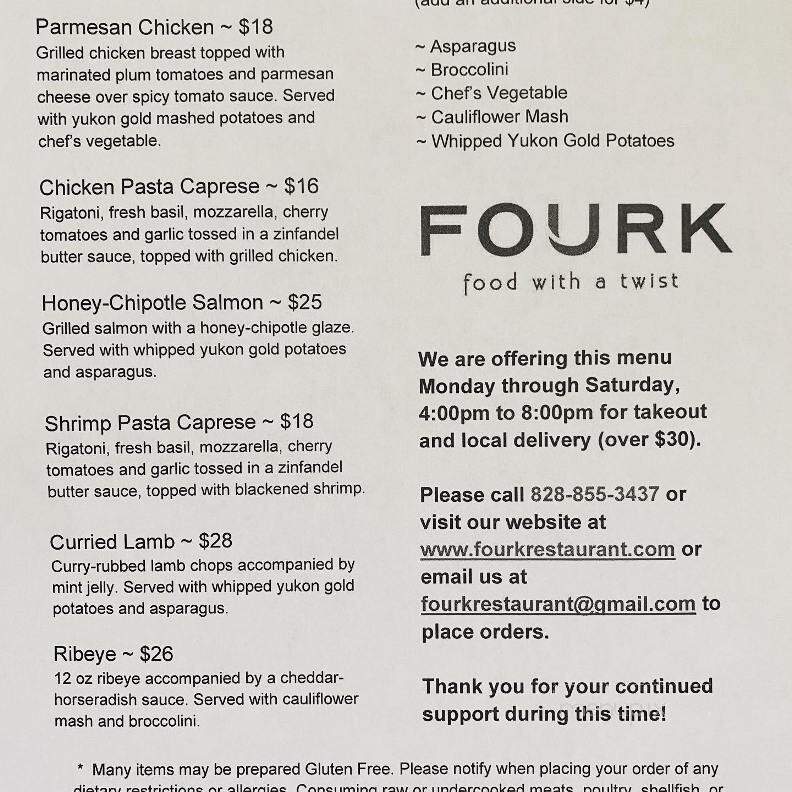 Fourk - Hickory, NC menu_pic