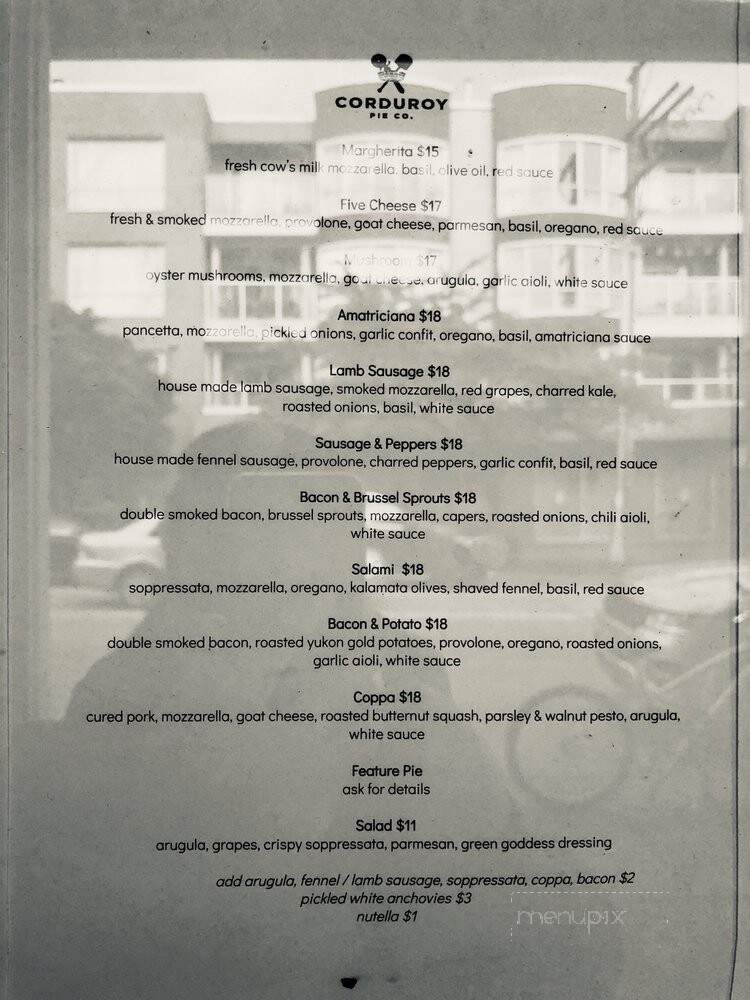 Corduroy Pie Company - Vancouver, BC menu_pic