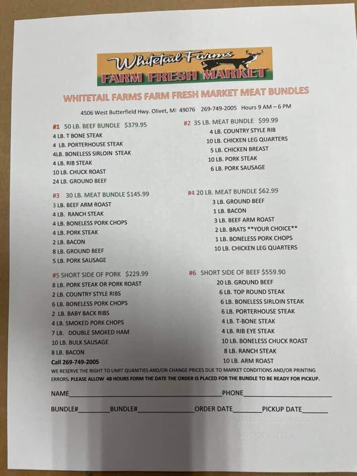Whitetail Farms Farm Fresh Market - Olivet, MI menu_pic