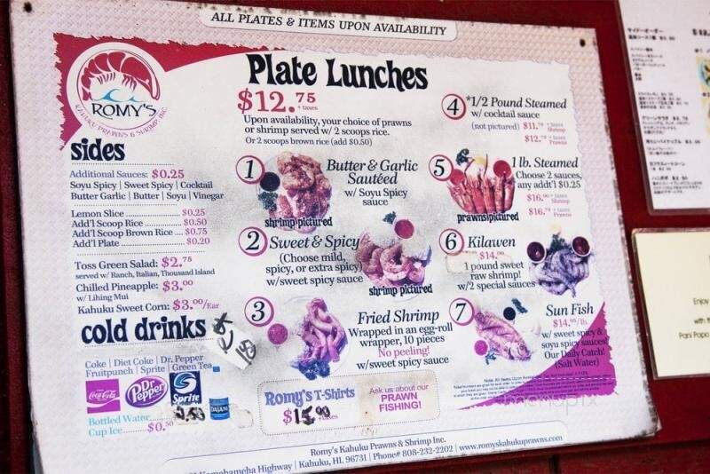 Romy's Kahuku Prawns & Shrimp - Kahuku, HI menu_pic