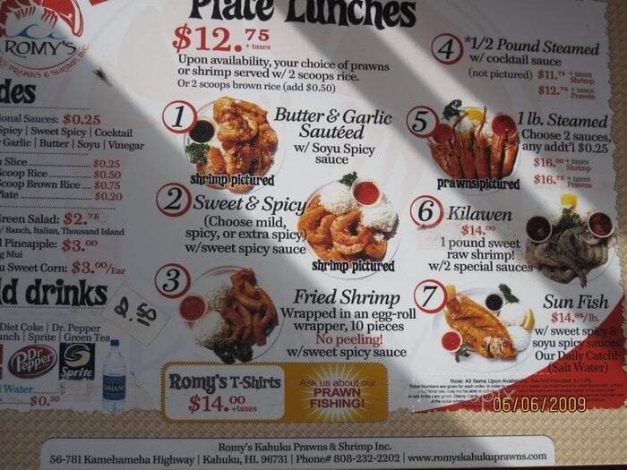 Romy's Kahuku Prawns & Shrimp - Kahuku, HI menu_pic
