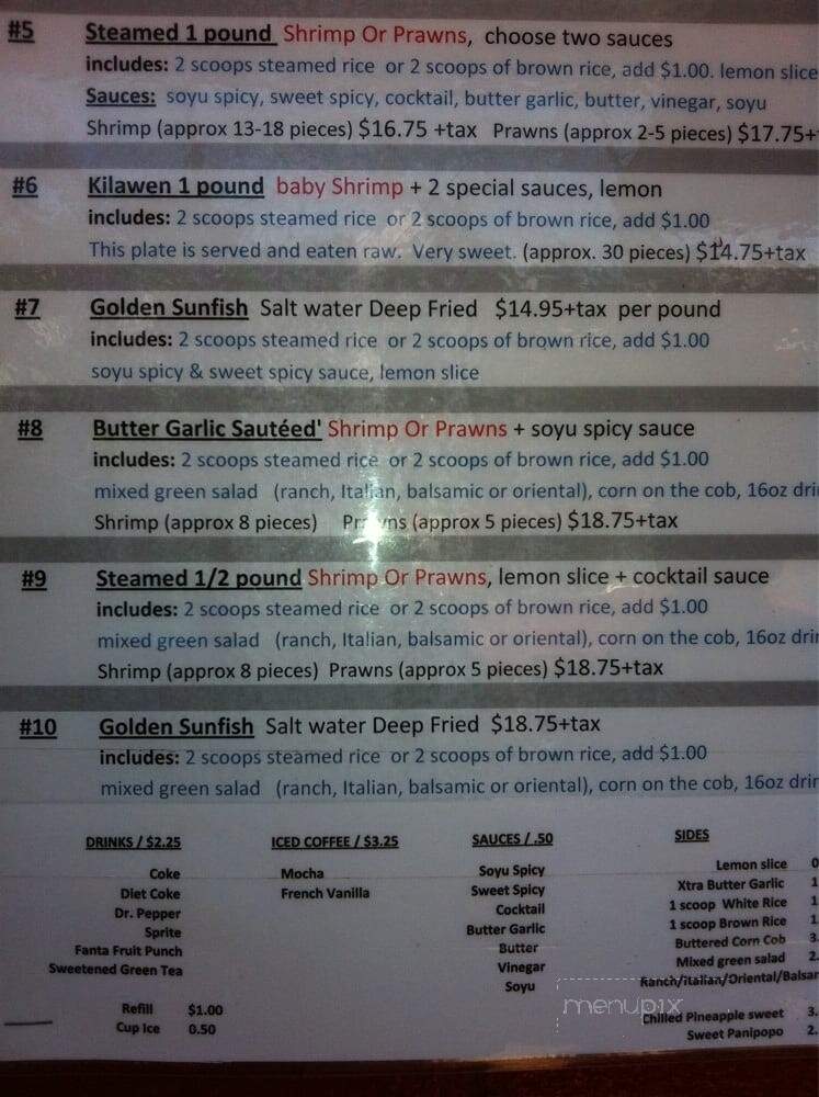 Romy's Kahuku Prawns & Shrimp - Kahuku, HI menu_pic