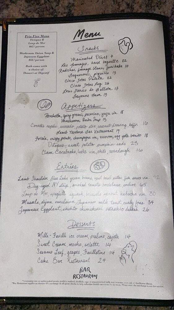 Bar Restaurant - Los Angeles, CA menu_pic