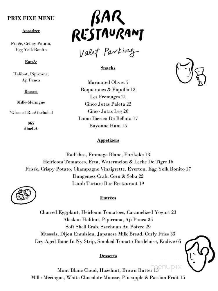 Bar Restaurant - Los Angeles, CA menu_pic