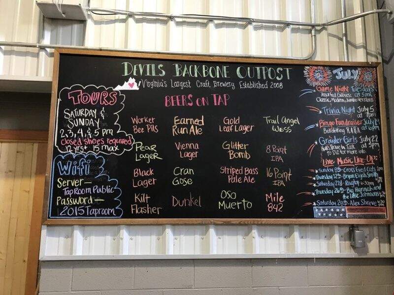 Devils Backbone Outpost Brewery - Lexington, VA menu_pic