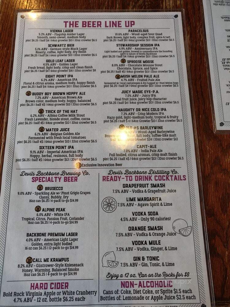 Devils Backbone Outpost Brewery - Lexington, VA menu_pic