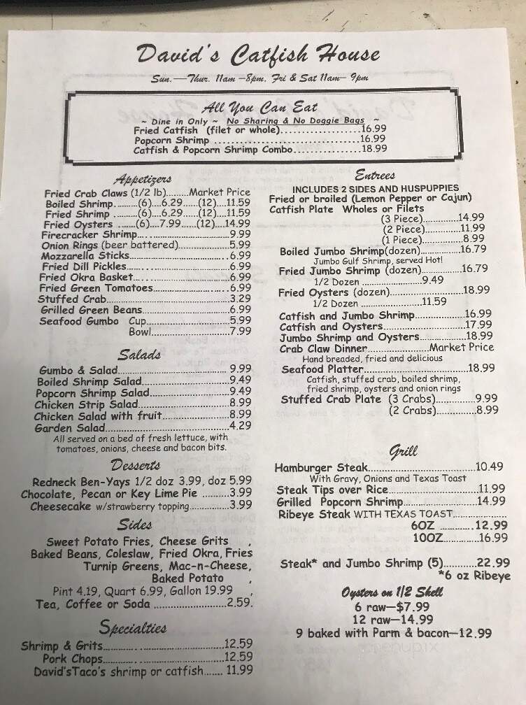 David's Catfish House - Crestview, FL menu_pic