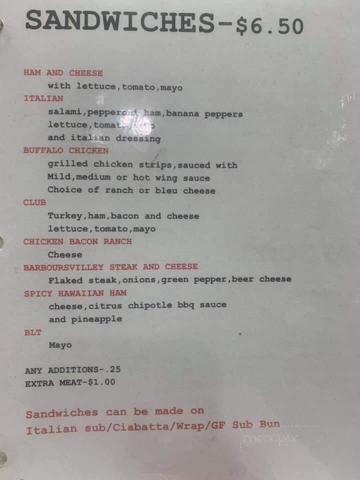 Uncle Bill's Pub and Grill - Barboursville, WV menu_pic