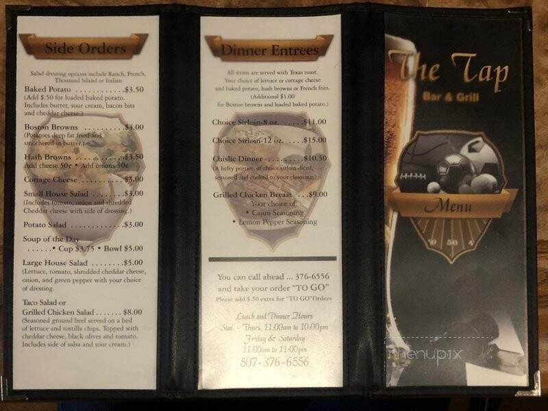 The Tap - Worthington, MN menu_pic