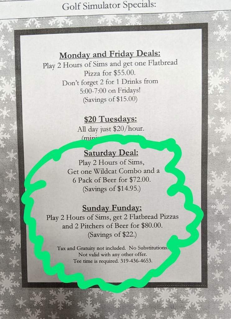 Wildcat Golf Course - Shellsburg, IA menu_pic