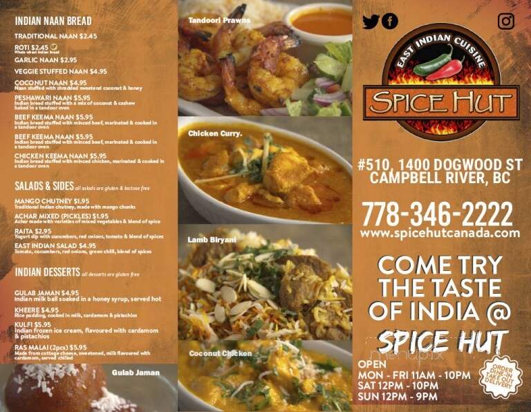 Spice Hut - Campbell River, BC menu_pic