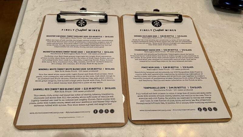 Three Hammers Winery - Hawley, PA menu_pic