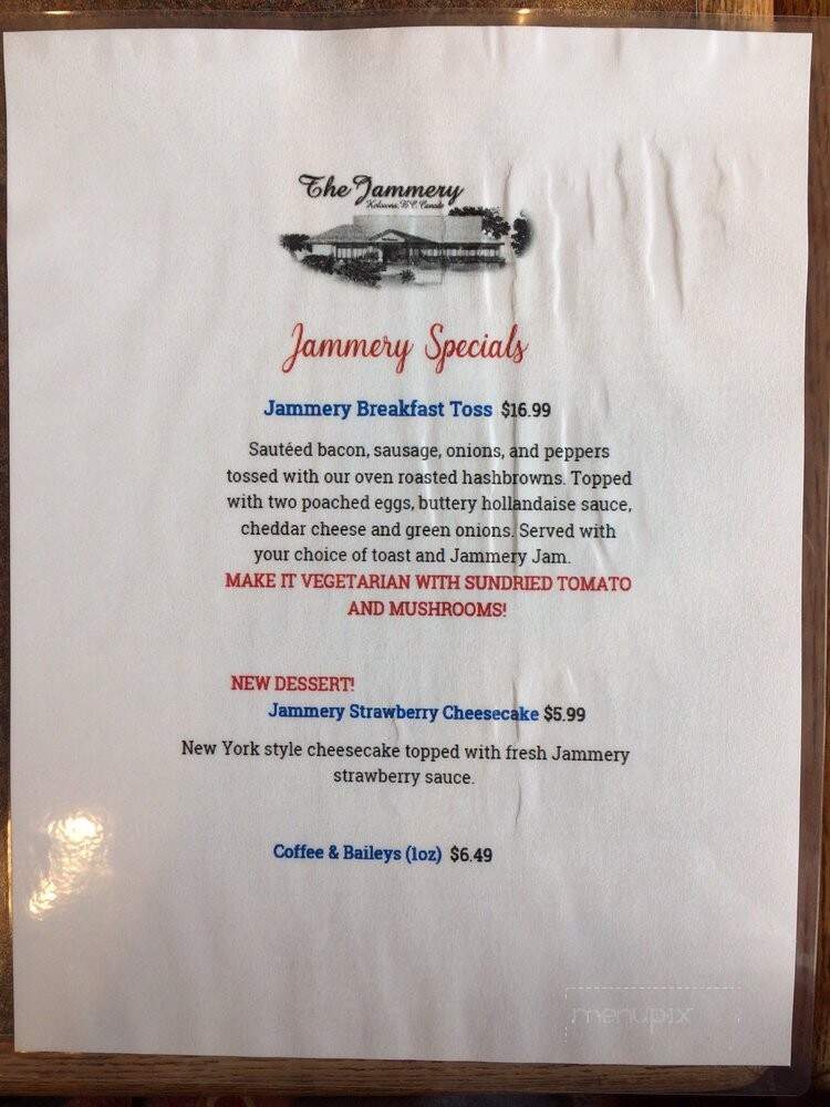 The Jammery - Kelowna, BC menu_pic