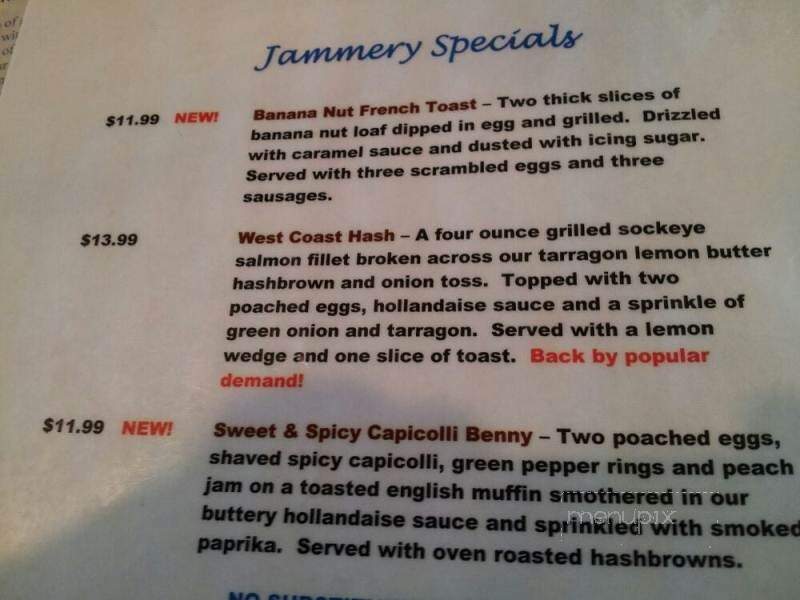 The Jammery - Kelowna, BC menu_pic