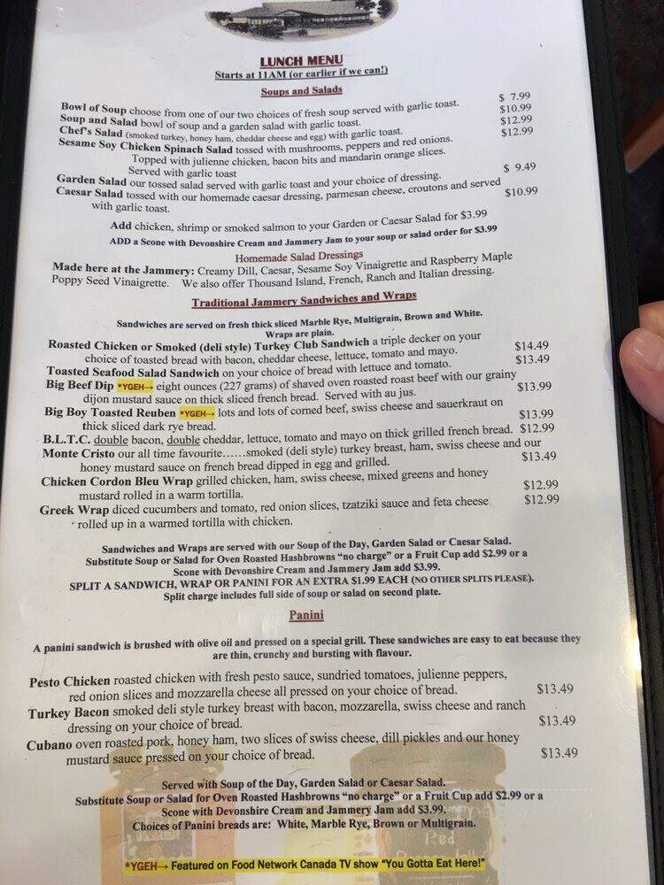 The Jammery - Kelowna, BC menu_pic