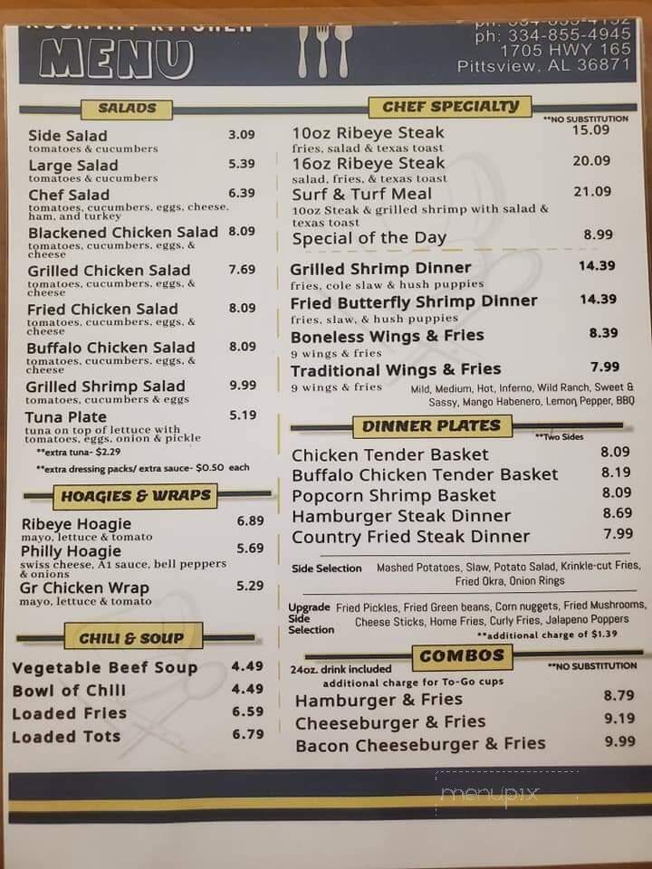 Kountry Kitchen - Pittsview, AL menu_pic