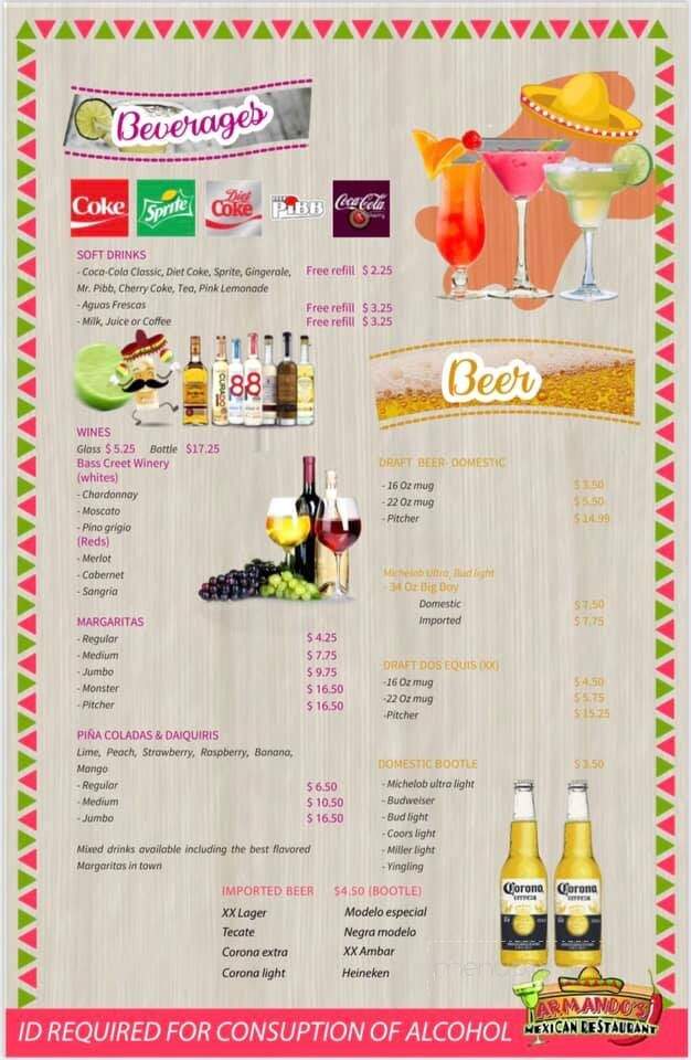 Armando's Mexican Restaurant - Santee, SC menu_pic