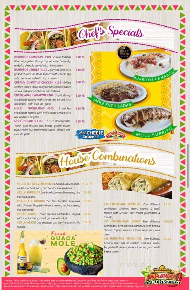 Armando's Mexican Restaurant - Santee, SC menu_pic