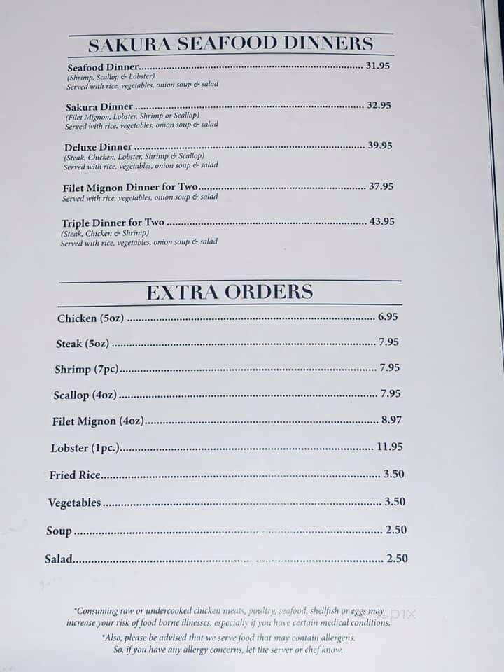 Sakura Japanese Steakhouse - Aiken, SC menu_pic