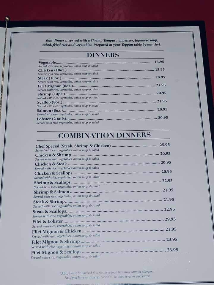 Sakura Japanese Steakhouse - Aiken, SC menu_pic
